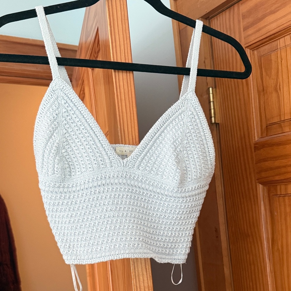 Elegant light light blue  Knit Crop Top